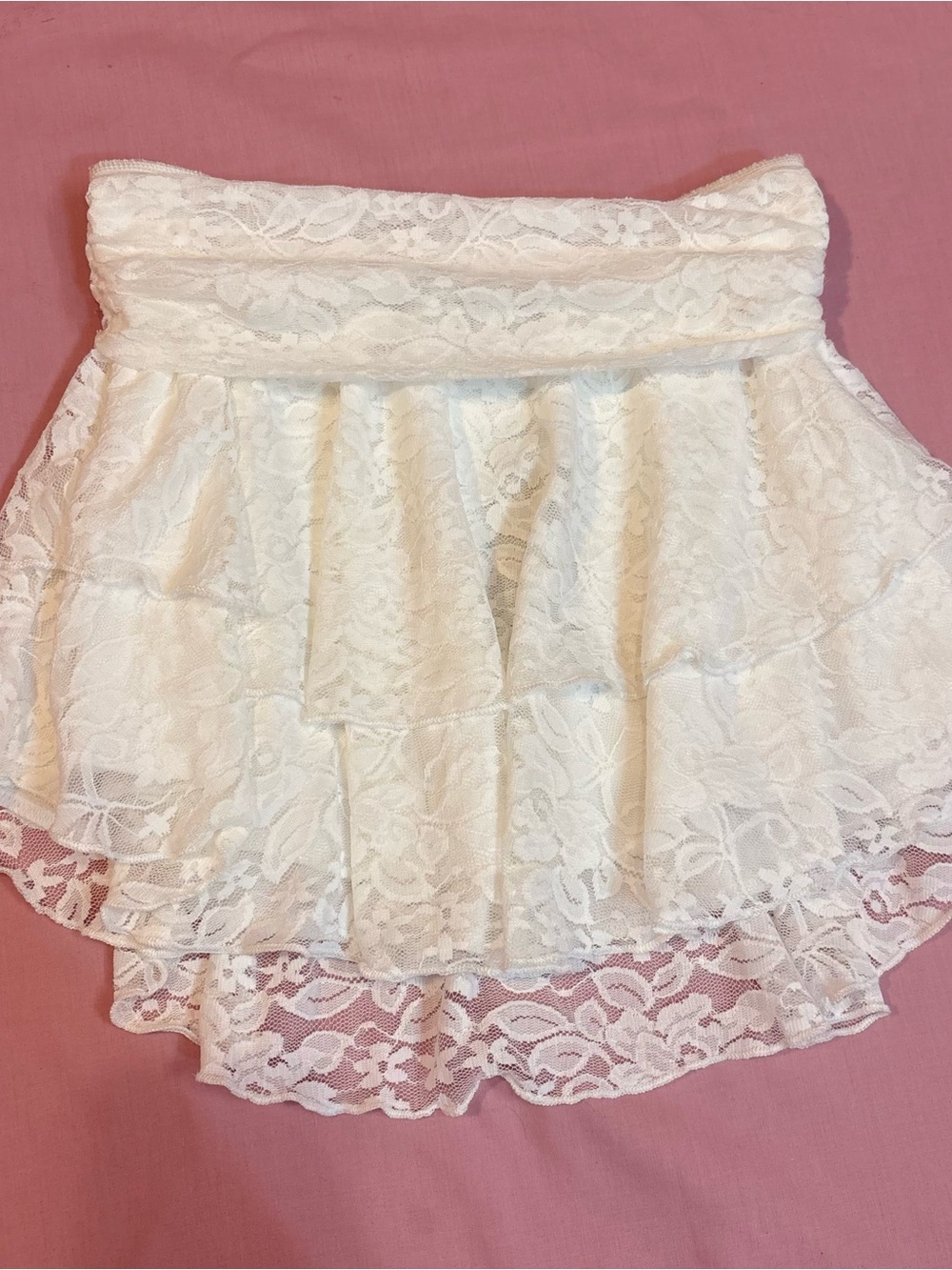 Lace Tiered White Mini Skirt
